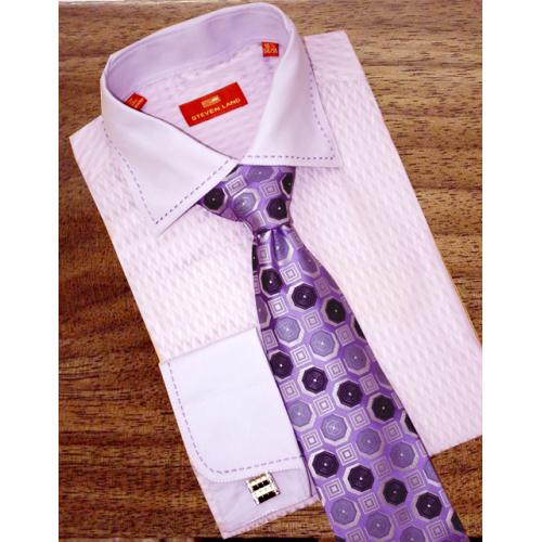 Steven Land Lavender/Grey Stripes100% Cotton Dress Shirt DS557